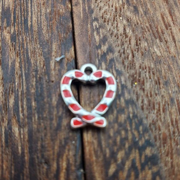 Candy cane heart charm - Picture 1 of 2